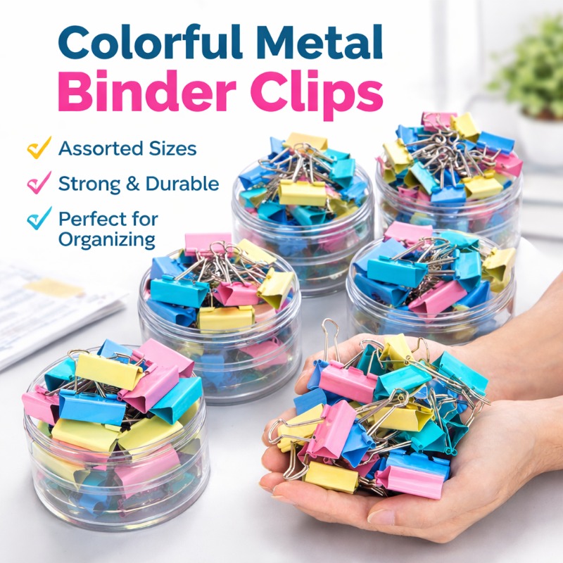 Binder Clip Assorted - 40 stuks/set lange kleurrijke metalen klemmen,