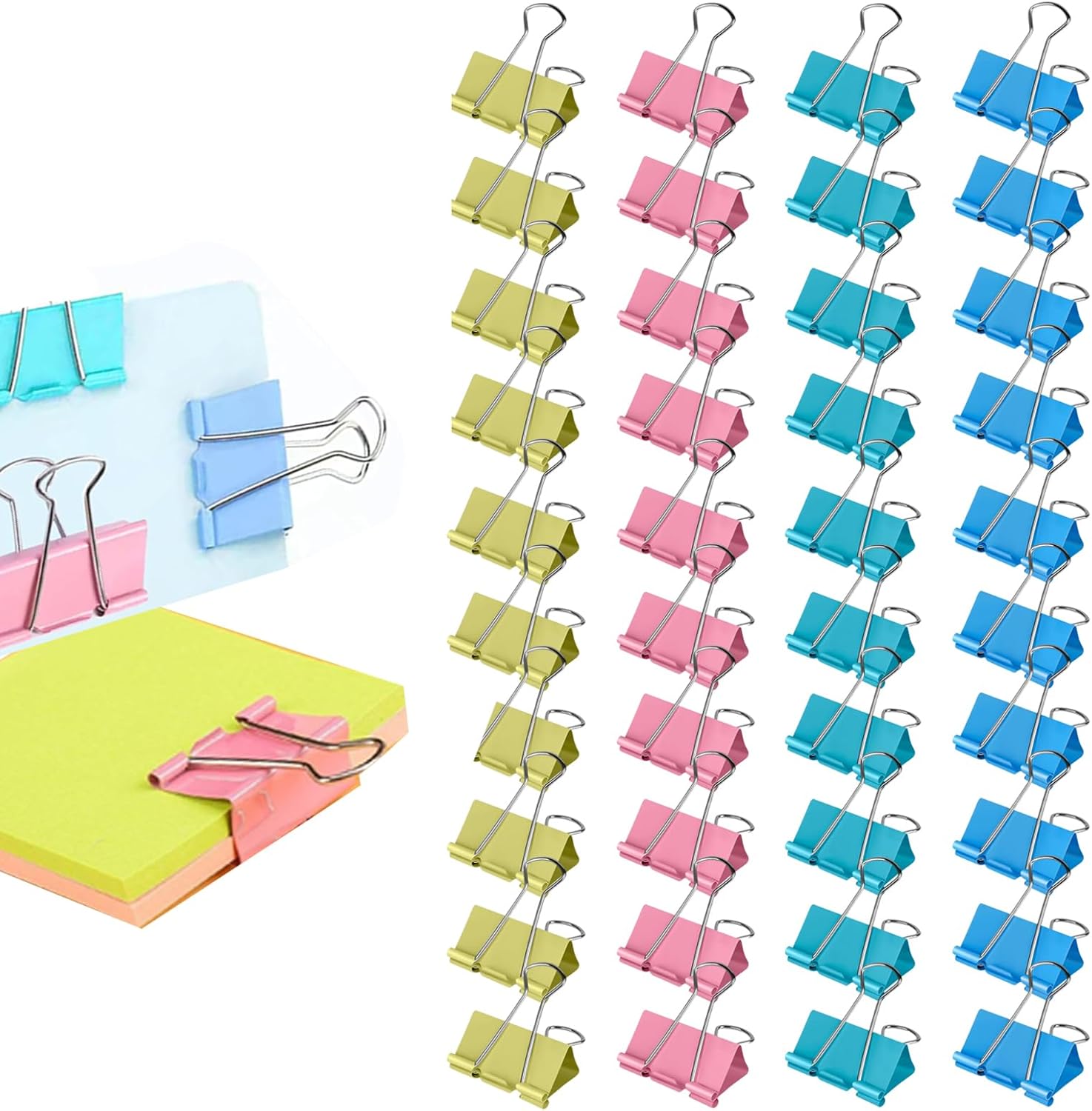 Binder Clip Assorted - Opvouwbare clips, 40 paperclips, metaal, bindclips,
