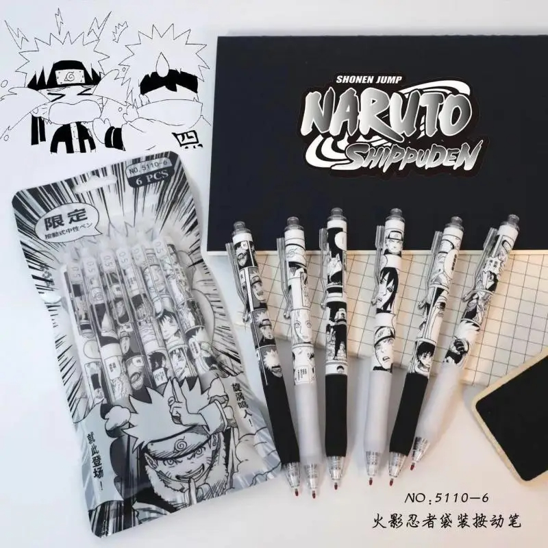 Gel Ink Pen Set - Naruto 6 Stks/set Gel Pen Anime
