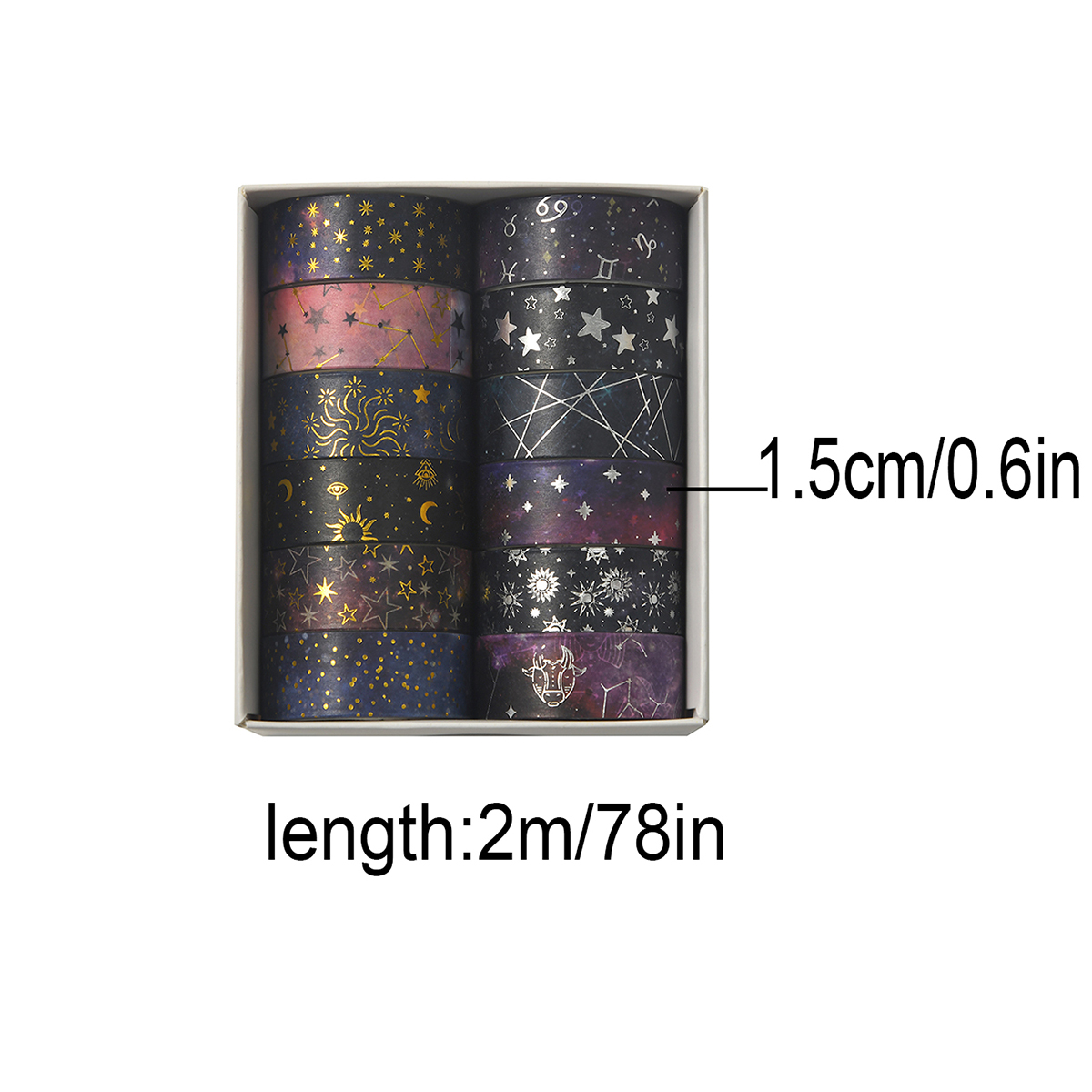 12-rollen retro sterrenhemel w - Washi Tape Set recensie en prijs